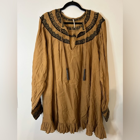 NWOT Free People Erin Embroidered Long Sleeve Mini Dress - Picture 2 of 9